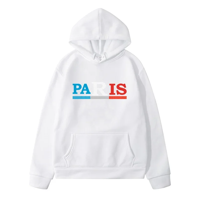 Paris Letter 2024 Autumn Pure Cotton Clothing New in Hoodies & Sweatshirts Sweatshirt Y2k Long Sleeve Casual Women's Sweat-shirt