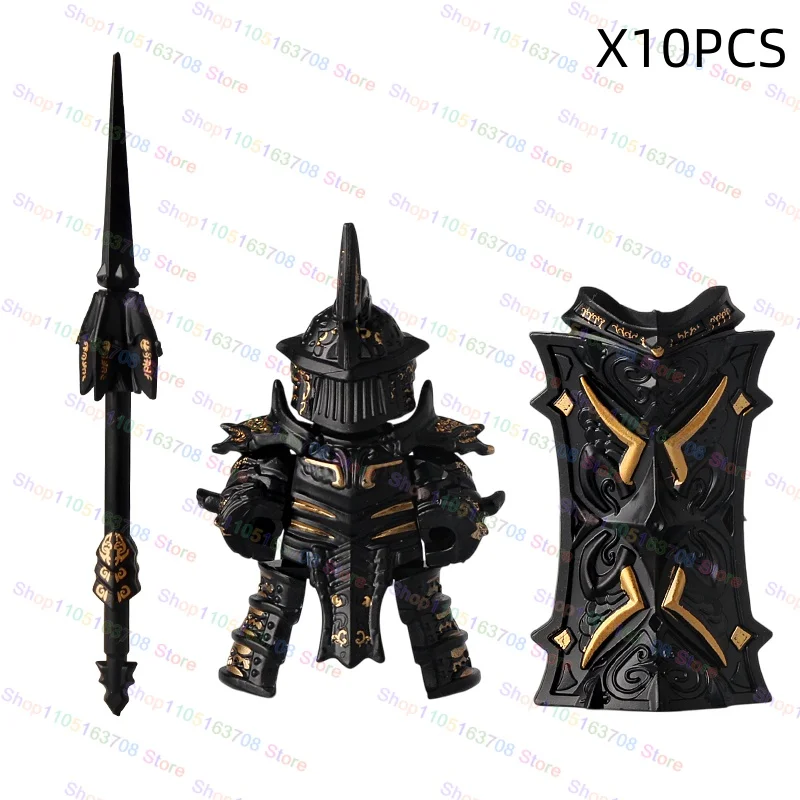 Filmes anime jogos figuras acessórios blocos de construção medieval torre romana soldados cavaleiros pretos montar modelo diy crianças brinquedos