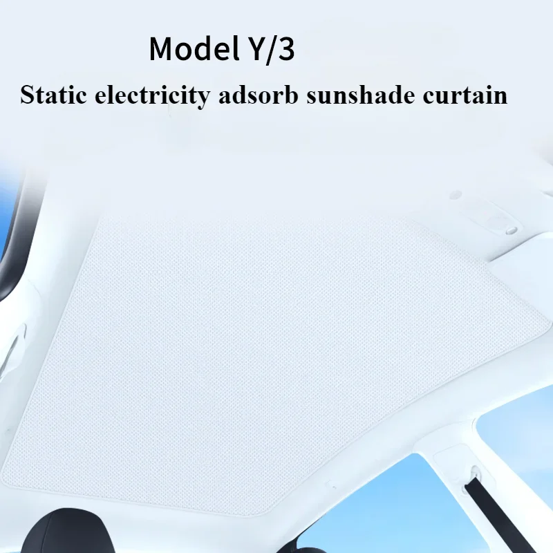 FOR Tesla model3/y sunroof sunshade Electrostatic adsorption sunshade canopy roof sunblock heat insulation shading