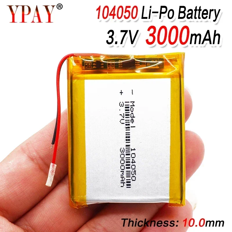 1-10 Pieces 3.7 V Volt 3000mAh Rechargeable Battery 104050 Li-ion Polymer Li Po Batteries For Solar Lamp Power Bank Radio GPS