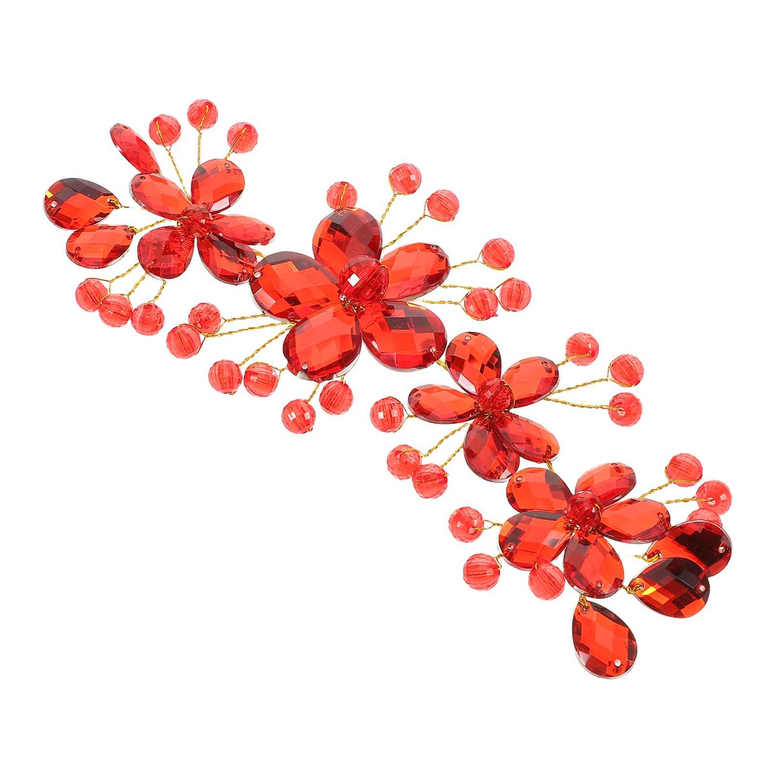 

Flower Bridal Band Crystal Wine Red Soft Comfortable Wedding Prom Party Accessories Rhinestone Headpiece For Women Girls Wedding