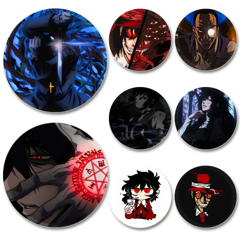 58mm Anime Hellsing Ultimate Brooch Pins Fashion Jewelry Accessories Cartoon Cosplay Badge for Clothes Backpack Decoration Gifts