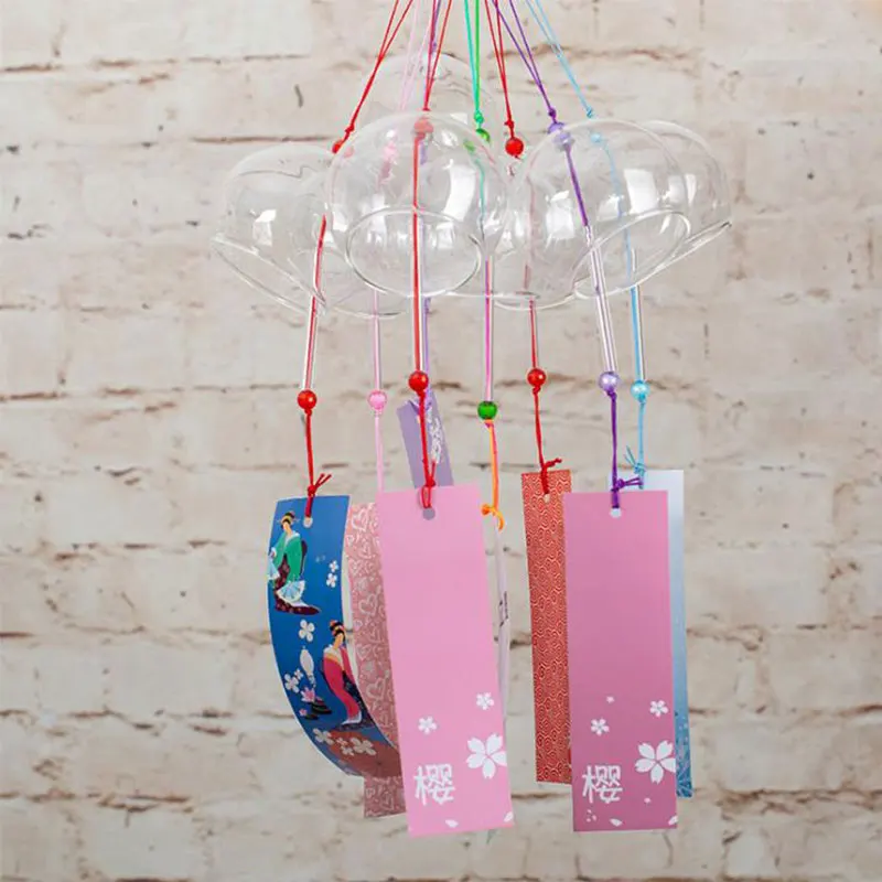 Japanese Glass Wind Chime Garden Ornament Indoor Window Hanging Decor Craft