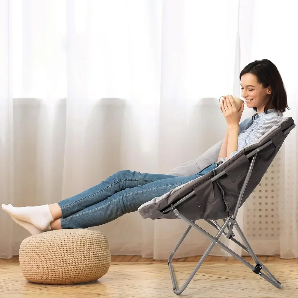 

zz Comfy Saucer Chair, Folding Faux Fur Lounge Chair for Bedroom and Living Room, Flexible Seating for Kids Teens Adults