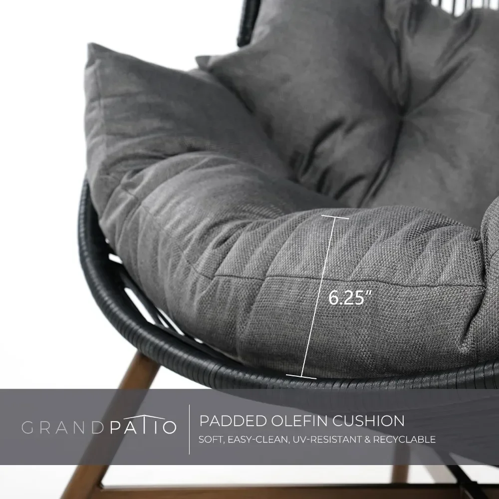 jz New Stationary Wicker Egg Chair, Outdoor & Indoor Steel Wicker Nordic Oversized Egg Chairs