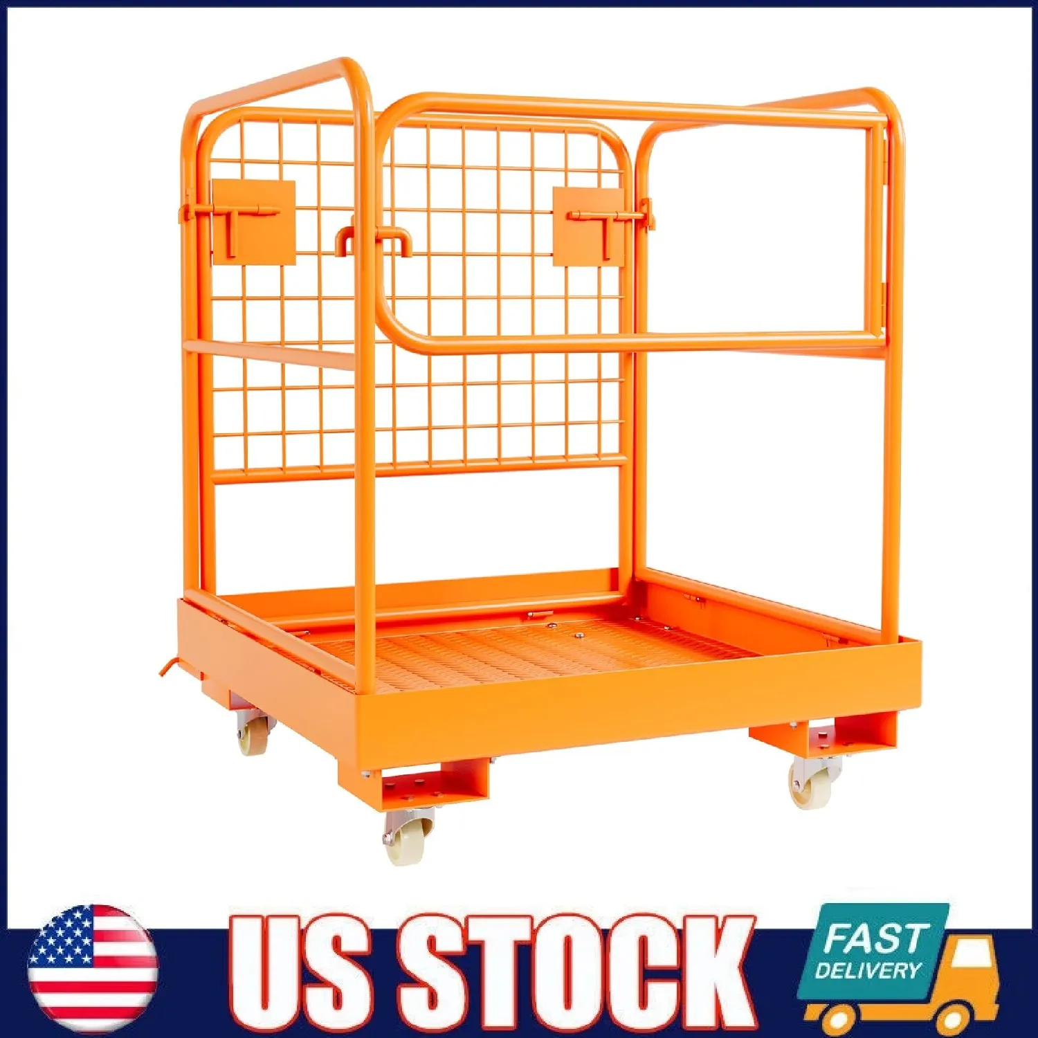 

36"x36" Forklift Work Platform Safety Cage Forklift Man Basket 1200lbs Wheels
