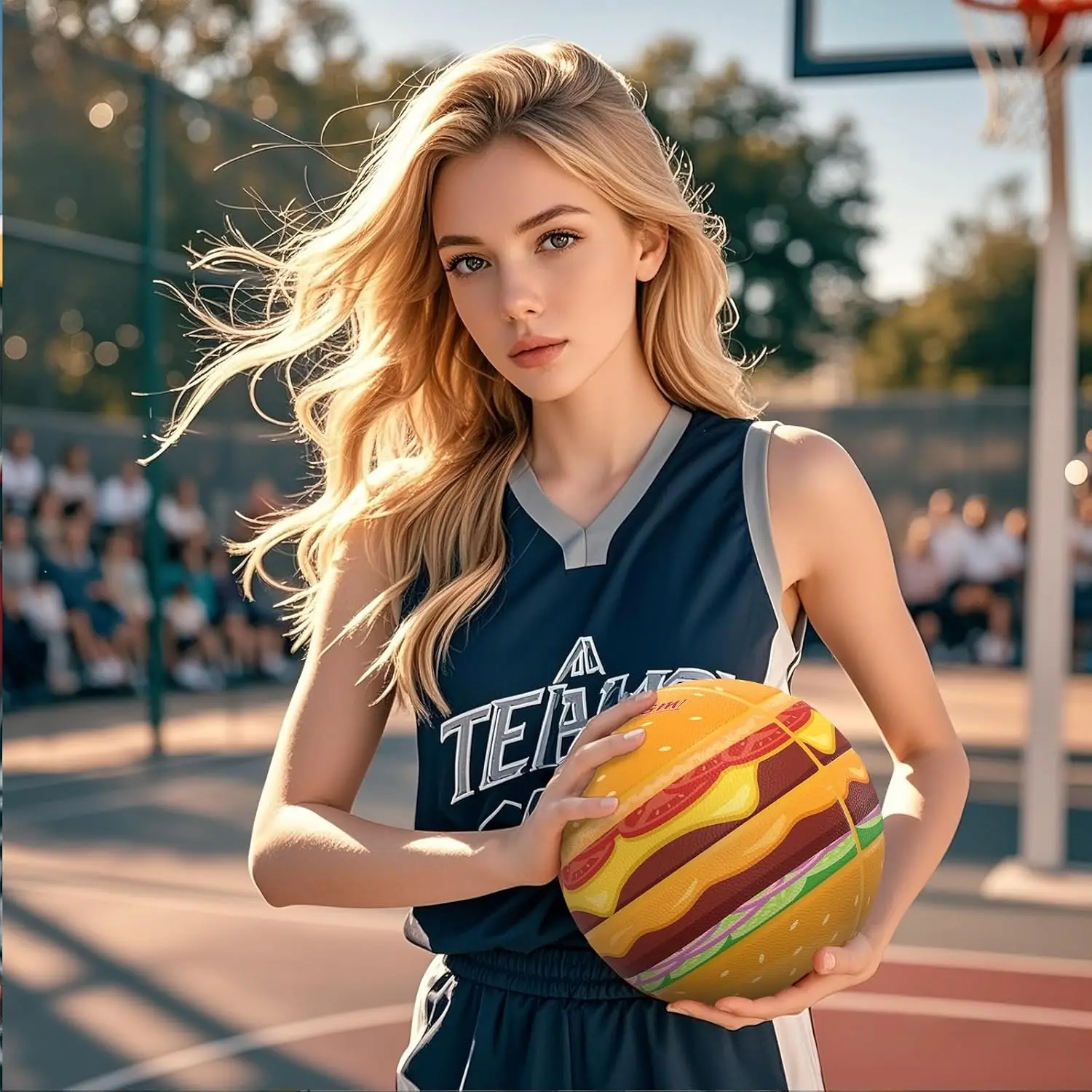 クアンミフードテーマバスケットボール、公式サイズ7(29.5インチ)、斬新で面白いストリートボール、屋内外用