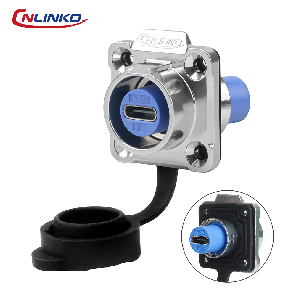 CNLINKO LP16 Waterproof Type-C Connector Charging Power 10Gbps High-Speed Data Transfer for Outdoor/Industrial/Marine Use