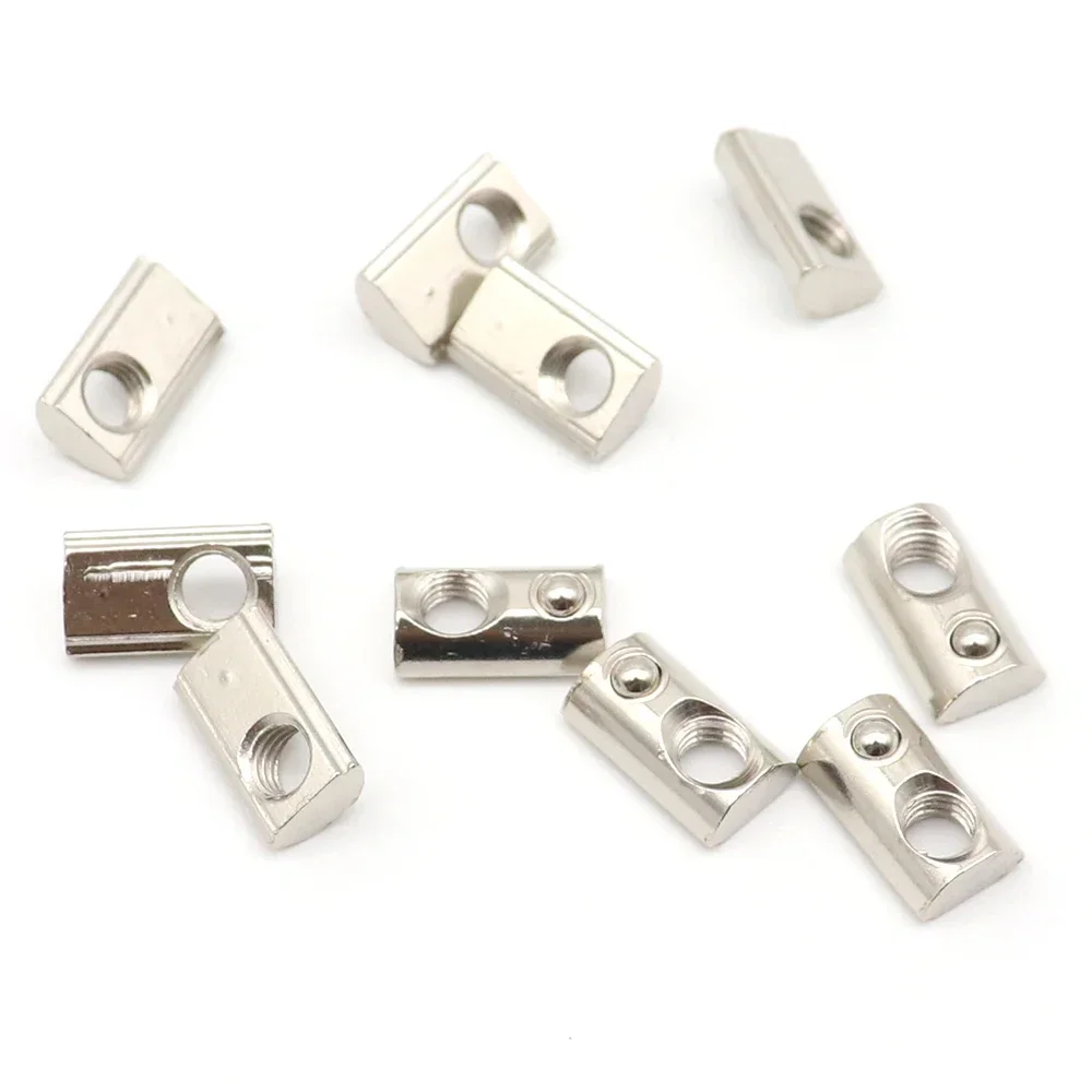 

50PCS/lot Nickel plating 20 series Roll-in T Spring Nuts M3 M4 M5 M6 For 2020 Aluminum Profiles