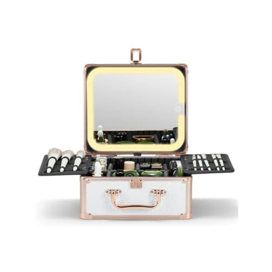 

Косметичка с отсоединяемым зеркалом с подсветкой, водонепроницаемый дорожный кейс, органайзер для косметики и чемоданчик для макияжа с регулируемыми ремнями