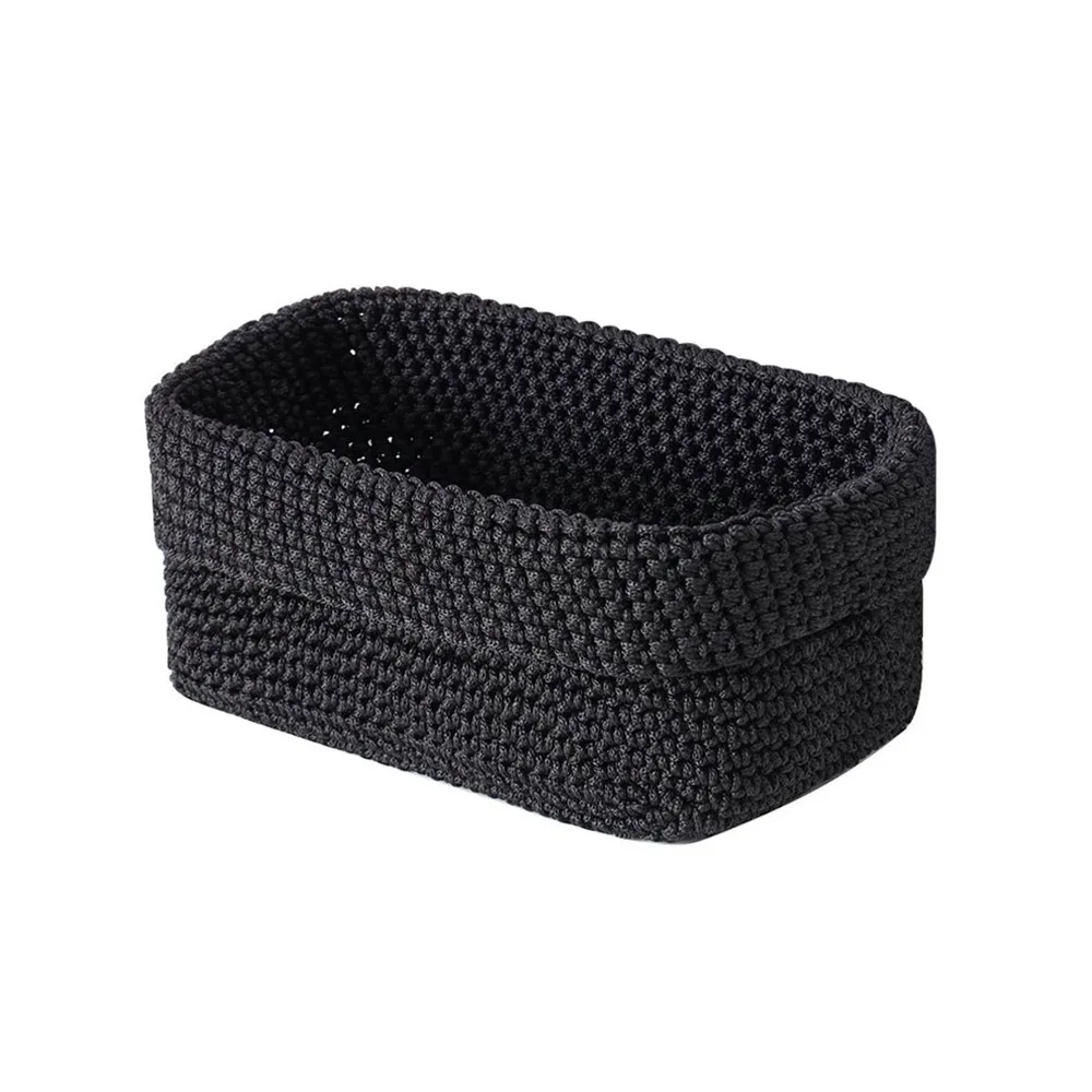 Creative Weaving Storage Basket Nordic Ice Silk Thread Two Size Desktop Organizer Basket Rectangle Multicolor Fruit Basket Gift