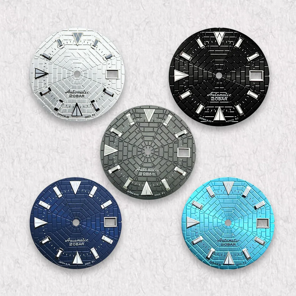 

High Quality 28.5mm S Logo Cobweb Dial Fit NH35/NH36 Japan Movement Green Luminous Dial Watch Modificatio