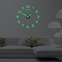 3D Luminous Modern Design Wall Clock, DIY Mute Mirror Stickers Wall Watch, Living Room, Bedroom, Office Decor, Acrylic