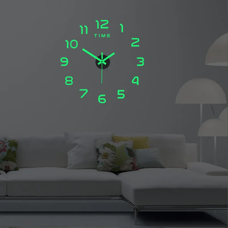 3D Luminous Modern Design Wall Clock, DIY Mute Mirror Stickers Wall Watch, Living Room, Bedroom, Office Decor, Acrylic