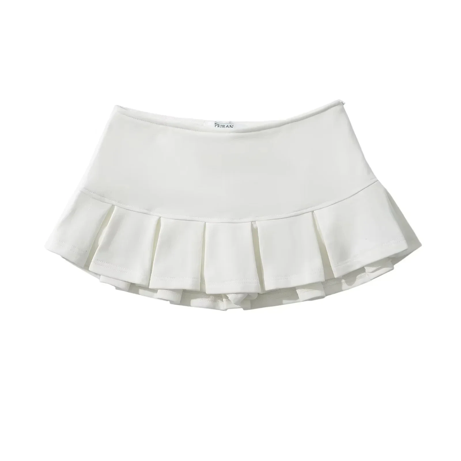 New Women's Terry fabric Low waist Y2K Mini Skirt Wide pleat Decoration Light grey Flounce A Line Skort Hot sweet