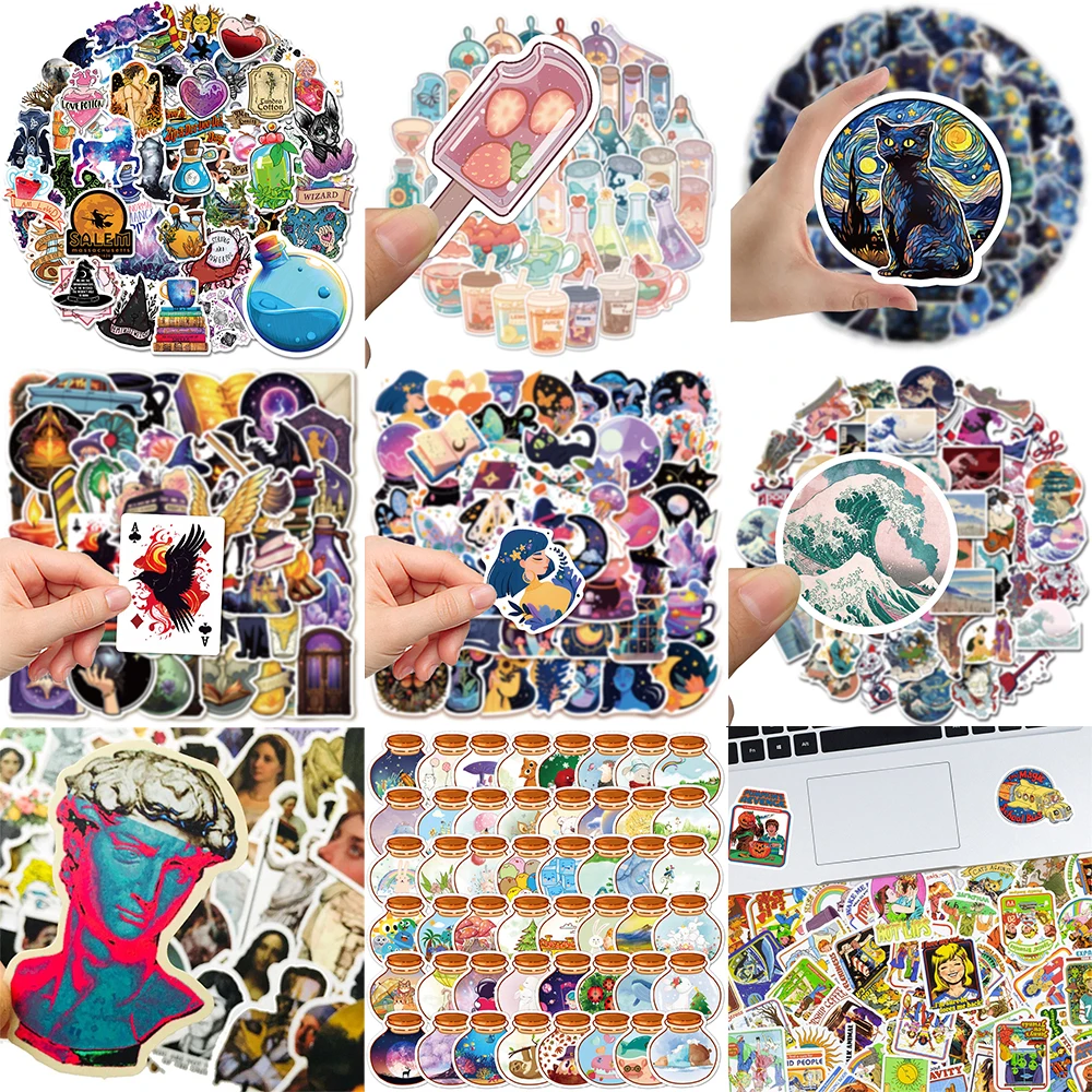 10/30/50PCS Retro Painting Pattern Stickers Series Creative Graffiti Laptop Luggage Suitcase Guitar Phone Decoration Wholesale