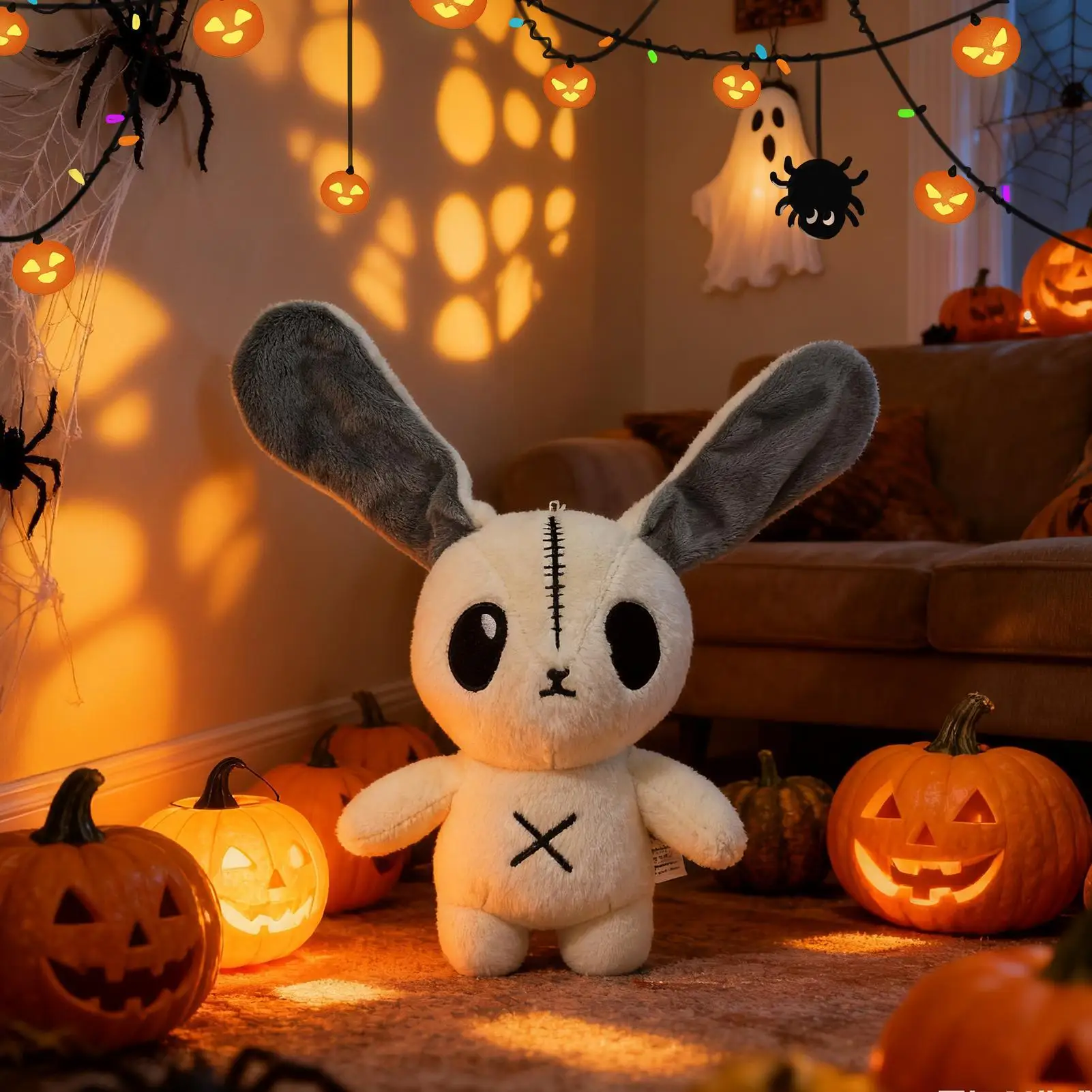 Halloween Haustiere Plüschpuppe Halloween Hase Plüschpuppe Goth Kaninchen Plüsch Stofftier Süßes Halloween Geburtstagsgeschenk für Kinder