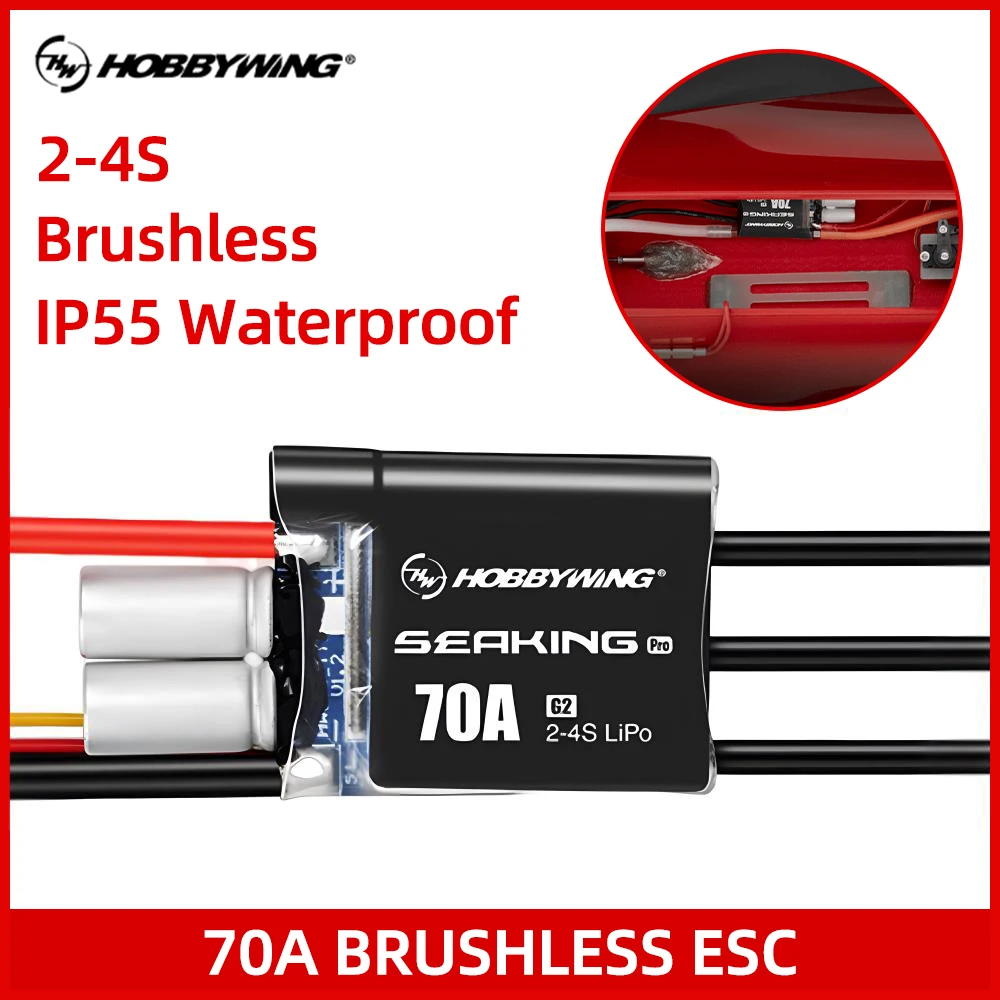 HOBBYWING Seaking 70A PRO Bürstenloser ESC Boot ESC 2-4S Lipo IP55 Wasserdicht für Mini ECO Mini Mono Mini Hydroklasse Bootsmodelle