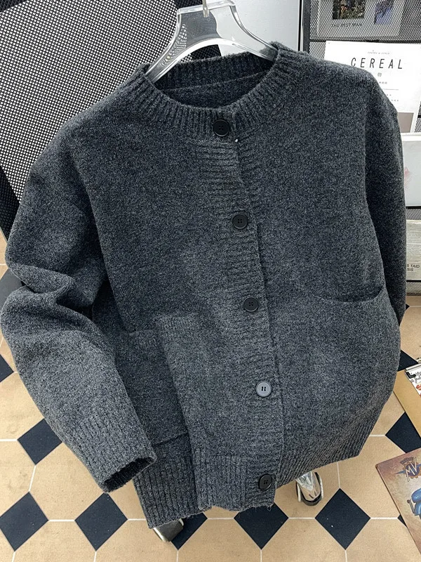 

Мужской свободный повседневный вязаный кардиган Cleanfit Premium с круглым вырезом и длинными рукавами, осенне-зимний свитер-жакет в уличном стиле