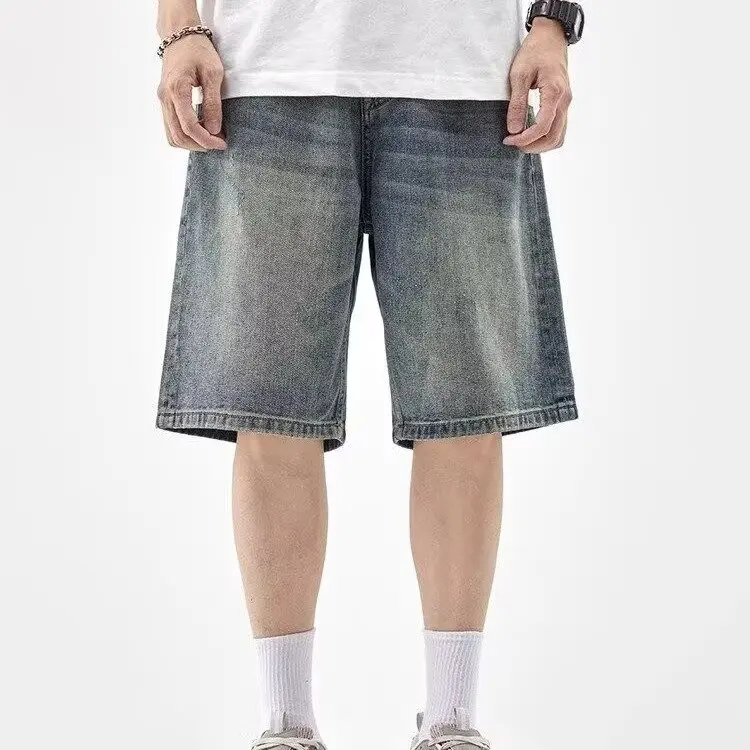 

Мужские джинсовые шорты Waed: свободные, повседневные, прямого кроя, с завышенной талией, в американском винтажном стиле, летние