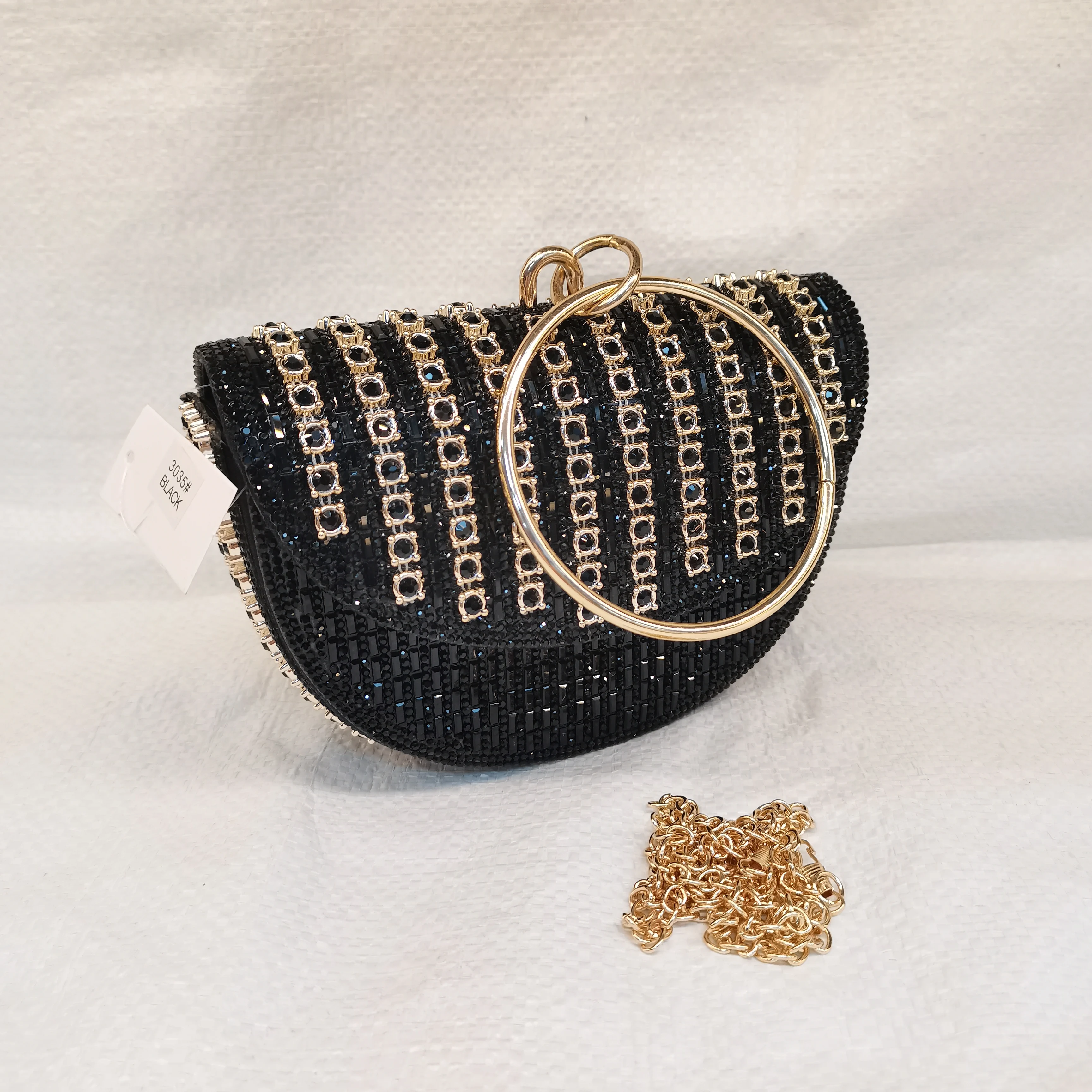 Fashion Women\'s Rhinestone Round Evening Bag, Lady Clutch Purse Women\'s Elegant Handbags For Party Wedding F1206-1