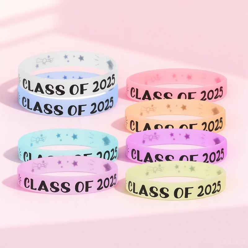 8pcs Graduation Commemoration Wristbands Silicone Student Bracelets Party Supplies Class of 2025 Milestone Gifts