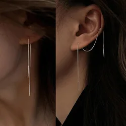 Minimalist Long Box Chain Earrings Wire Tassel Drop Earring Women's Ear Line Straight Hanging Piercing Threader Jewelry Gifts