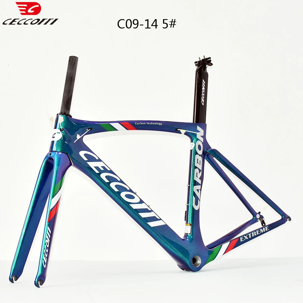 CECCOTTI Most Popular Chameleon Color Bicycle Frameset Real T1000 Full Carbon Fiber ROAD BIKE FRAME 700C Roadbike Framework