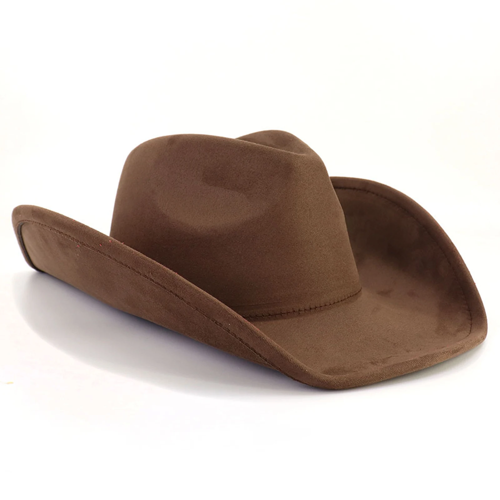 

Artificial Suede Western Cowboy Hats Vintage Big Roll Wide Brim Gentleman Cowgirl Jazz Hat Sun-proof Halloween Masquerade Cap