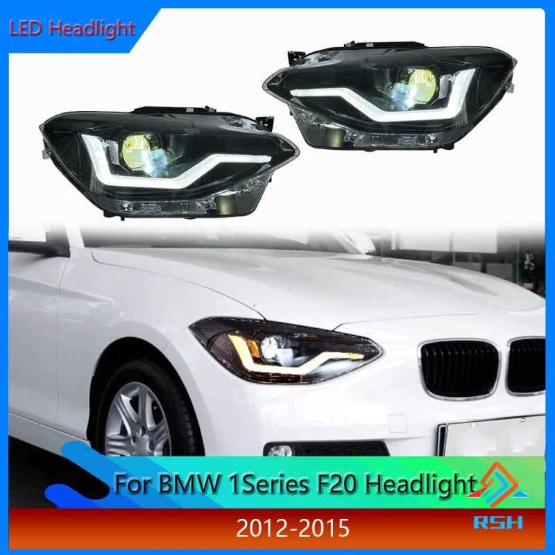 For BMW Old 1 Series F20 Headlight Assembly 2012-2015 Modified LED Daytime Running Light Water Steering Front Lamp Accessories