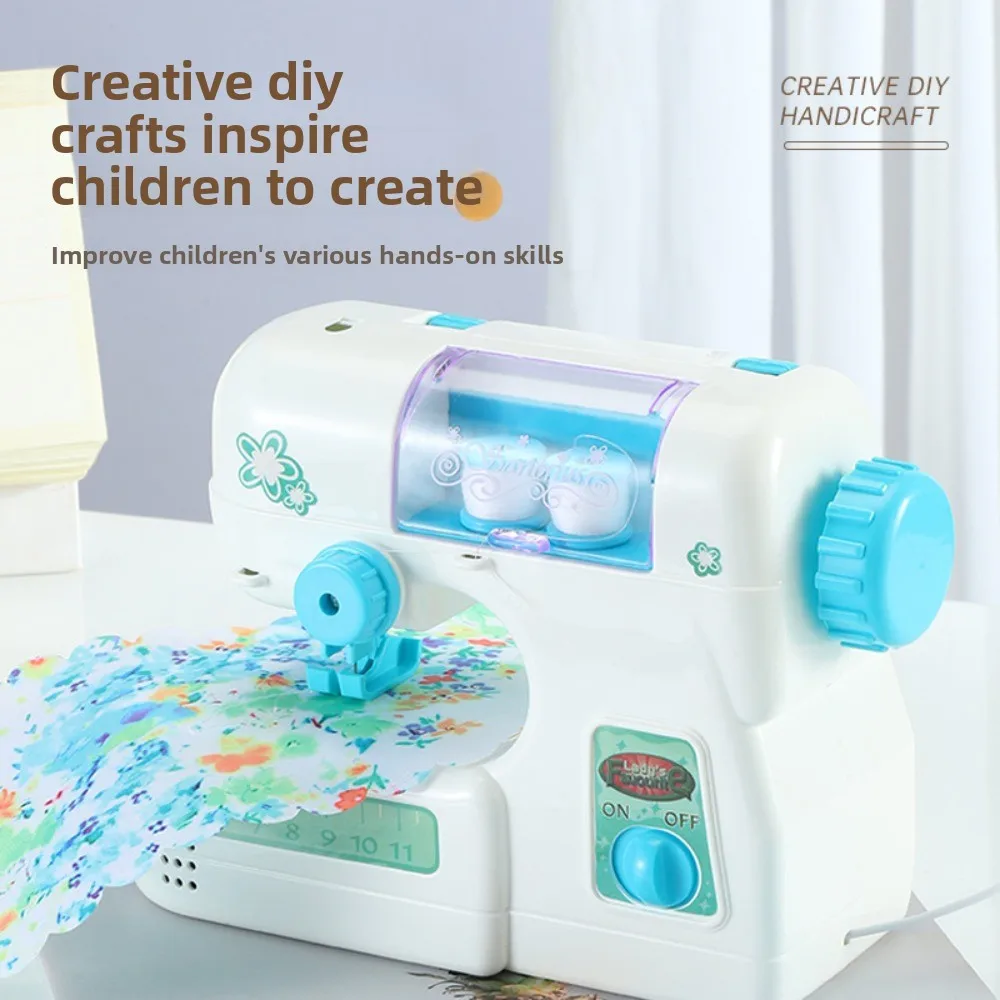 Macchina da cucire per bambini simulata con macchina da cucire portatile leggera che produce vestiti Regali educativi per cucire elettrici rosa