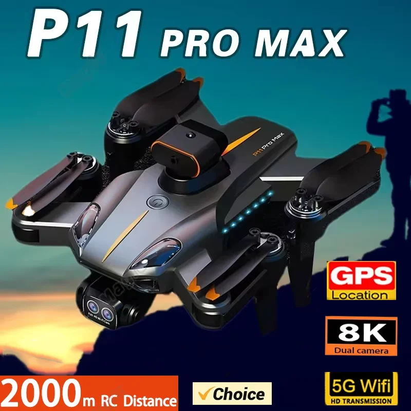 NEW P11 Pro MAs Brushless Motor Dual 8K ESC Professional Wifi FPV Obstacle Avoidance Four-Axis Folding Rc Quadcopter Drone Gifts