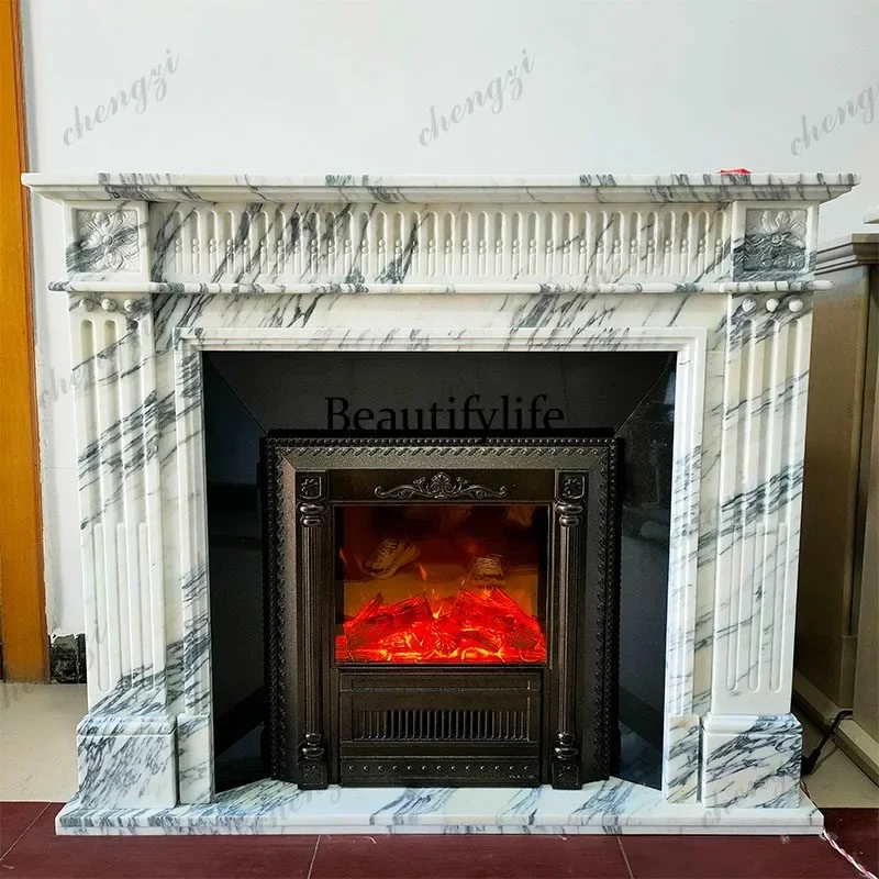 B178 Marble fireplace American imported large white stone fireplace stone carving French fireplace