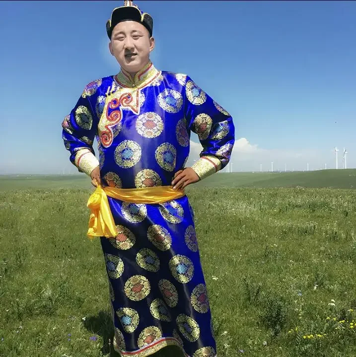 

Adult Stage Performance Men's Long Mongolian Robe Performance Clothing