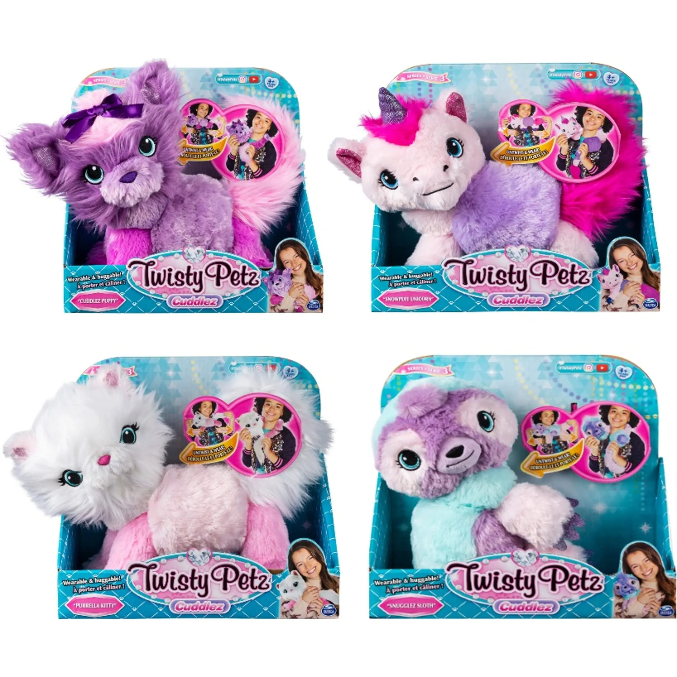 

Twisty Petz Cuddlez Snowpuff Unicorn Transforming Wearable Plush Pet Toys Snugglez Sloth Cuddlez Puppy Collectible Plush for Kid