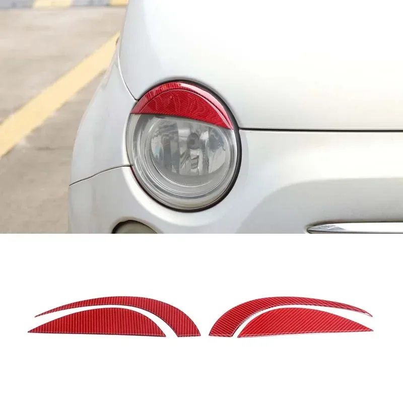 Soft Carbon Fiber For Fiat 500 2007-2015 Car Styling Car Headlight Eyebrow Decorative Sticker Exterior Protection Accessories