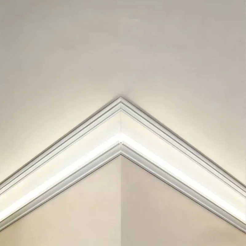 LED Luminous Gypsum Line Light Top Corner Linear Light Wall Washing Plaster Line For Bedroom Ceiling Decor Reflector Profile