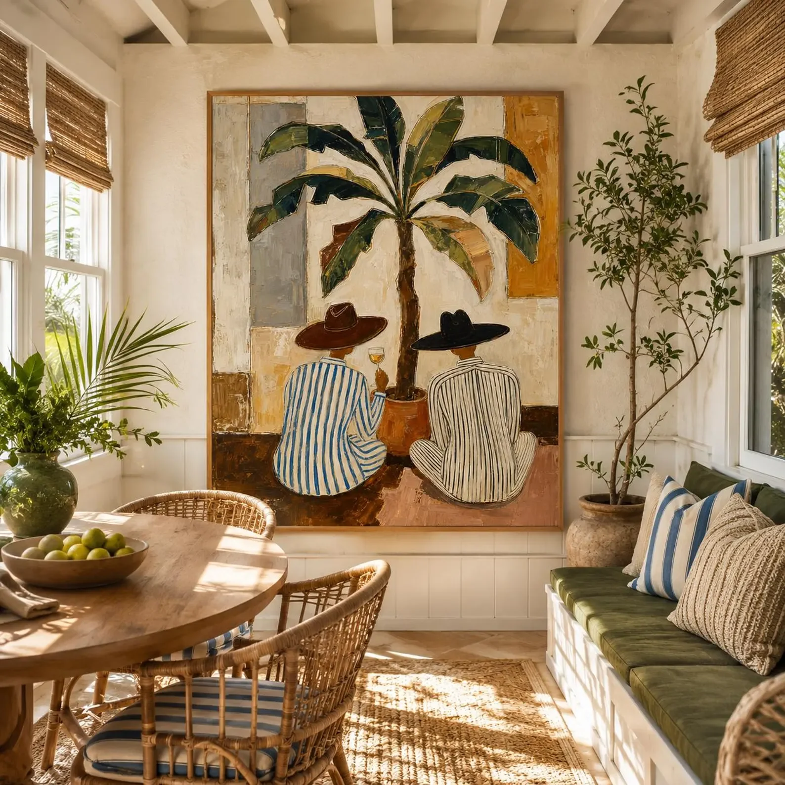 Hand Painted Figurative Palm Tree Wall Art, Abstract Boho Canvas Painting, Premium Wall Art for Bedroom, Living Room & Home