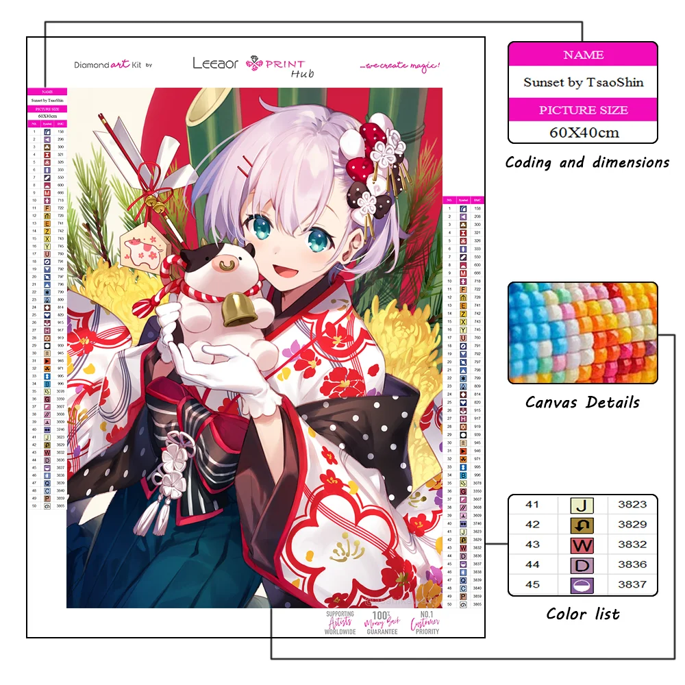 5d Diamond Painting Japanese Anime Kimono Girl Full Diamond Mosaic Embroidery Cross Stitch Kits Home Decor pintura de diamante