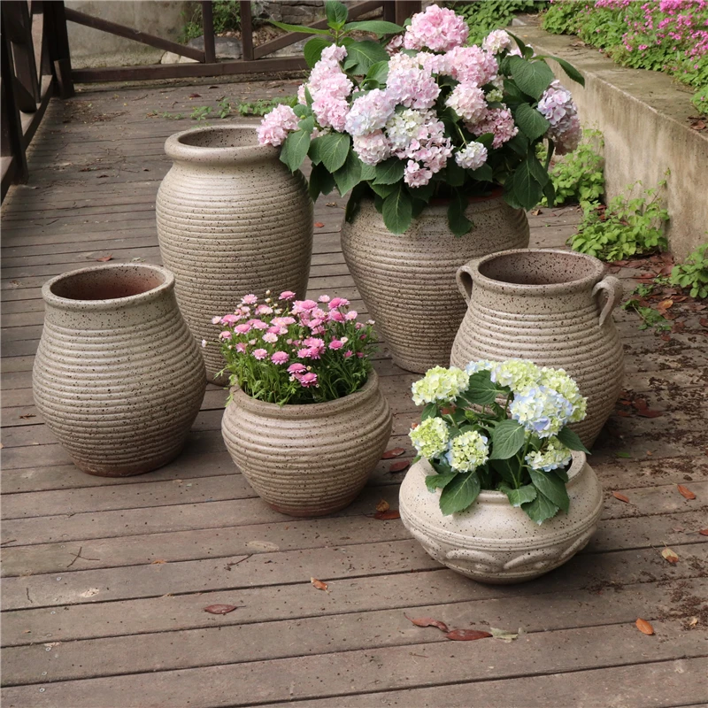 Large pottery pot red pottery flower pot outdoor courtyard floor-to-ceiling flower plate