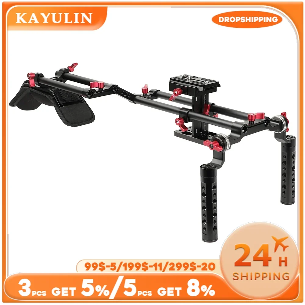 Kayulin DSLR Shoulder Mount Rig Dual Arri Rosette Cheese Handgrip Support Kit Sponge Shoulder Pad For Canon Nikon Sony Camcorder