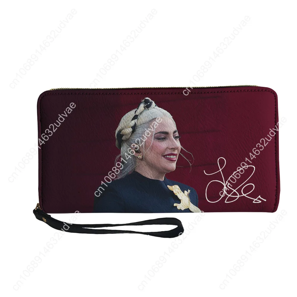 Lady Gaga portemonnee portemonnee heren dames tieners rits lange portefeuilles dubbele print commuter gepersonaliseerde draagbare portemonnee cadeautas