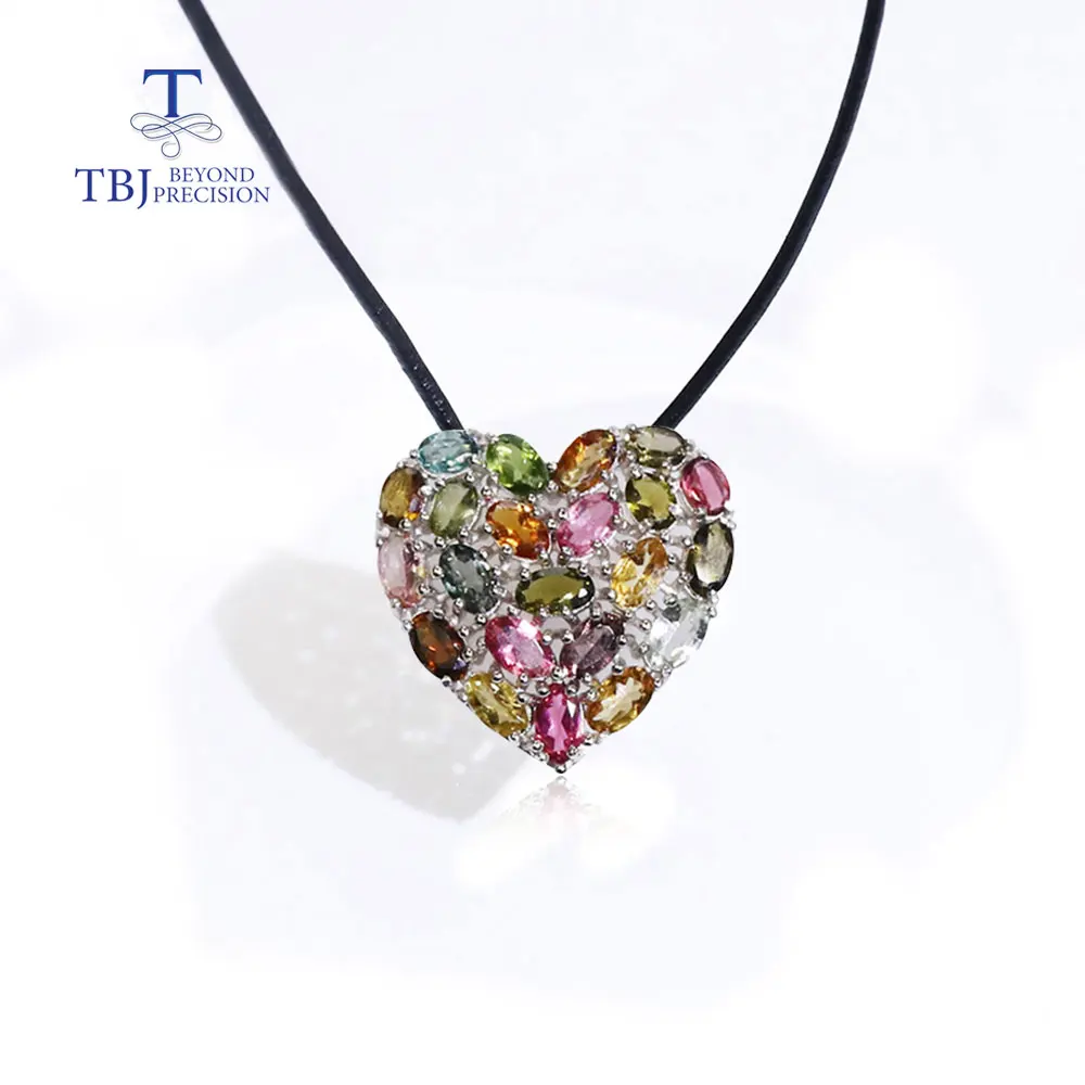 

Luxury tourmaline natural gem necklace heart design women's fine jewelry 925 sterling silver engagement, anniversary gift