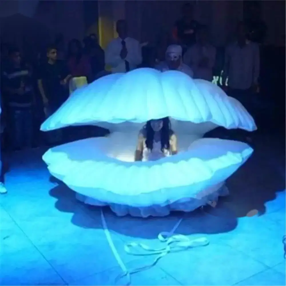 2M 3M Pure White Inflatable Shell With Led Lights And Blower For Nightclub Wedding Or Music Party Event Stage Decoration