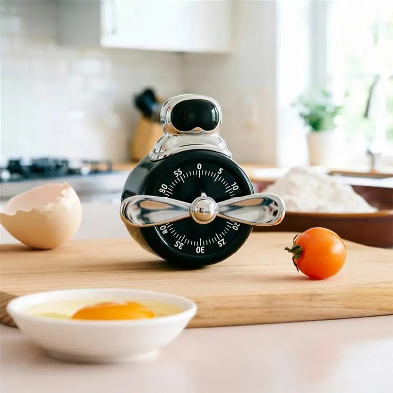 T21C Magnetic Mechanical Visual Kitchen Timer 60 Min (Retro Black)