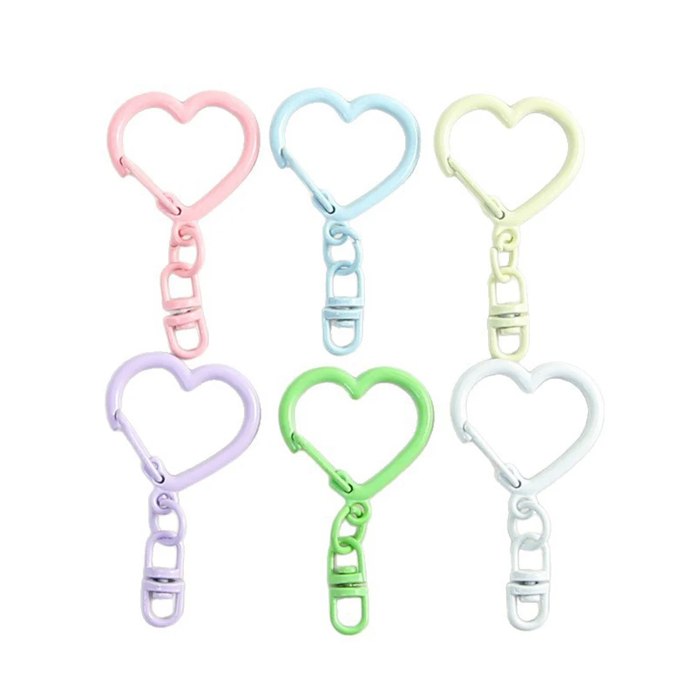 

5pcs 10pcs 20Pcs Macaron Color Heart With 8-character Keychain Set Candy Color Metal Key Ring for DIY Jewelry Making Bag Charms