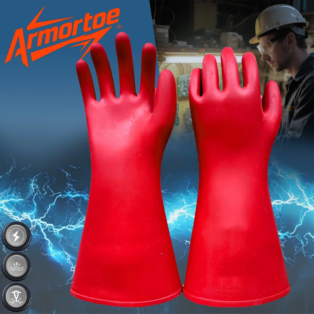 

ArmorToe Class 1 10kV Heavy Duty Rubber Gloves Insulated Live Work Shockproof Electrician Safety GB Certified #ArmorToe8018