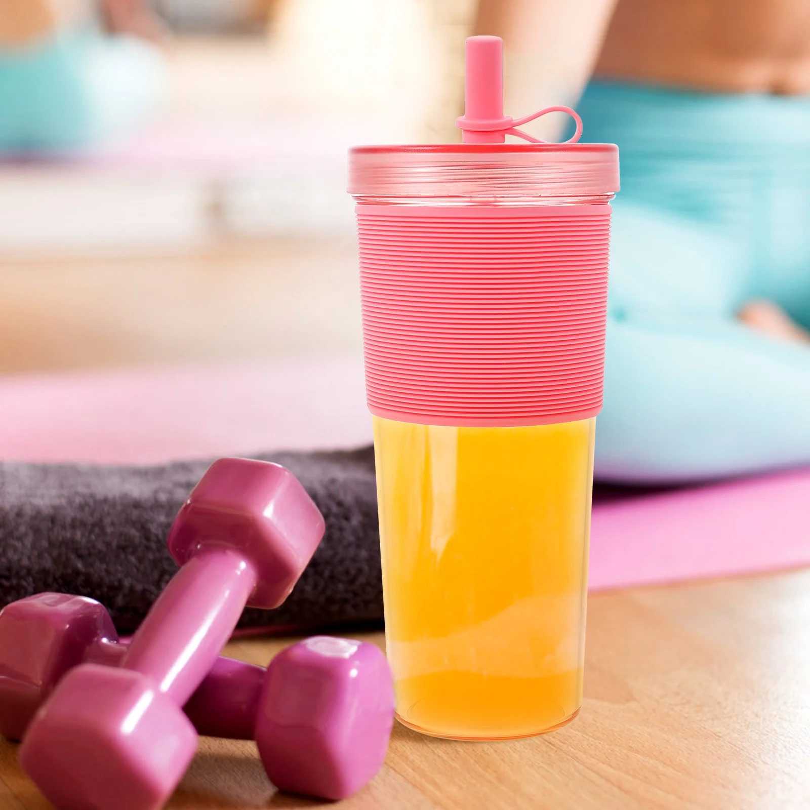 

Large Capacity Water Cup Straw Portable Plastic Leakproof Creative Design Transparent Practical Durable for Offices