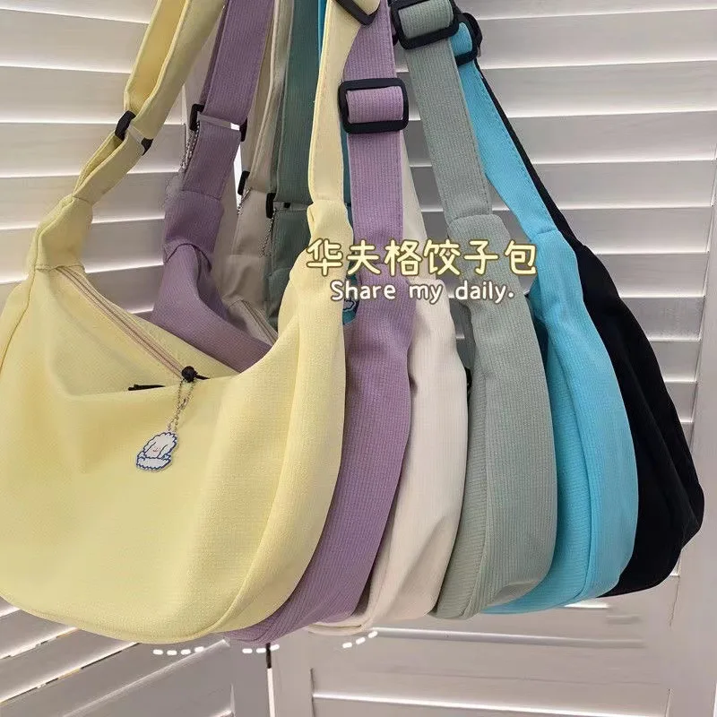 Bolsas Crossbody monocromáticas para mulheres, todos os jogos, simples, bolsas multifuncionais, grande capacidade, bolsas de ombro, bolsa para adolescentes, Harajuku