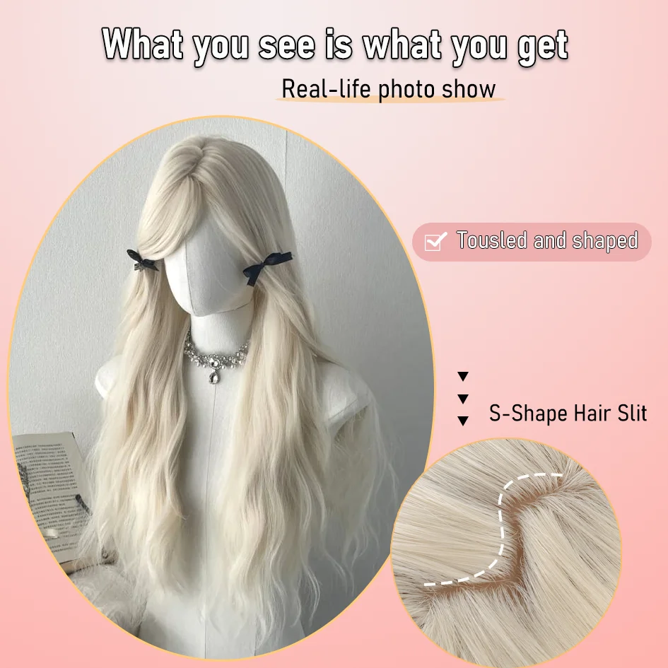 synthetic white blonde wig straight hair long curly hair secondary cosplay barbie lolita hair accessories halloween christmas